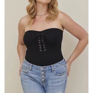 🆕 Black Foxy Lace-Up Tube Top 3 3X 22 24 NWT Torrid New!
